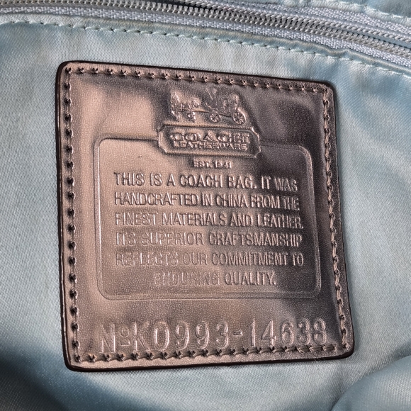 Coach Madison metallic silver beige hippie hobo/shoulder tote bag thatch design - Picture 5 of 17